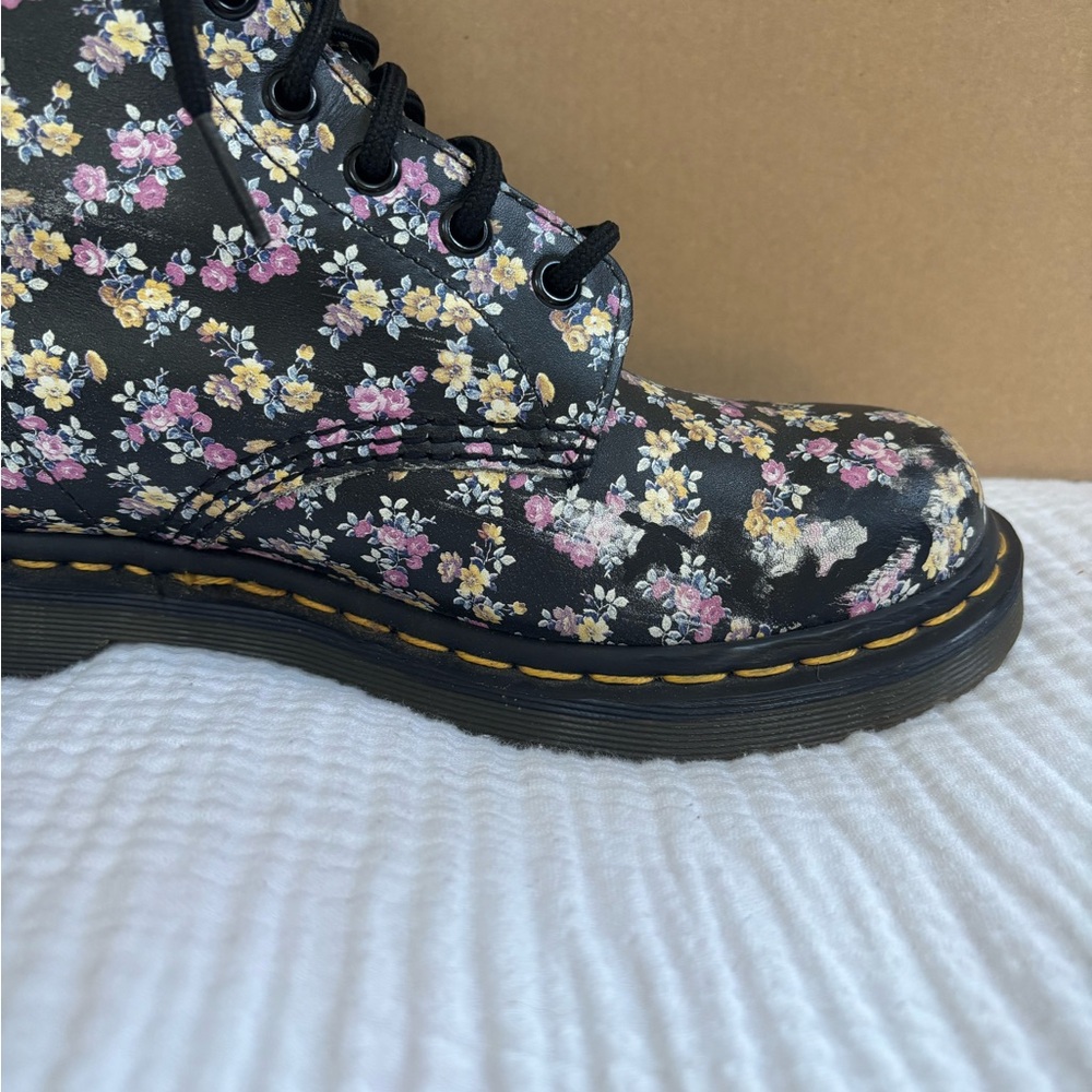Dr. Martens Black Floral Combat Boots - Picture 3 of 6